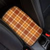 Orange Plaid Tartan Print Car Console Cover-grizzshop