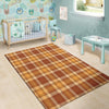 Orange Plaid Tartan Print Floor Mat-grizzshop