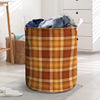 Orange Plaid Tartan Print Laundry Basket-grizzshop