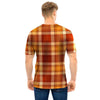 Orange Plaid Tartan Print Men T Shirt-grizzshop