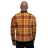 Orange Plaid Tartan Print Men's Bomber Jacket-grizzshop