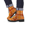 Orange Plaid Tartan Print Men's Boots-grizzshop