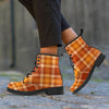 Orange Plaid Tartan Print Men's Boots-grizzshop