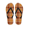 Orange Plaid Tartan Print Men's Flip Flops-grizzshop