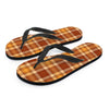 Orange Plaid Tartan Print Men's Flip Flops-grizzshop