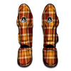 Orange Plaid Tartan Print Muay Thai Shin Guard-grizzshop