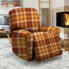 Orange Plaid Tartan Print Recliner Cover-grizzshop