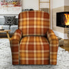 Orange Plaid Tartan Print Recliner Cover-grizzshop