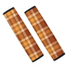 Orange Plaid Tartan Print Seat Belt Cover-grizzshop