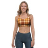 Orange Plaid Tartan Print Sports Bra-grizzshop