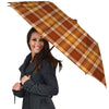 Orange Plaid Tartan Print Umbrella-grizzshop