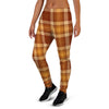 Orange Plaid Tartan Print Women's Joggers-grizzshop