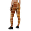 Orange Plaid Tartan Print Women's Leggings-grizzshop