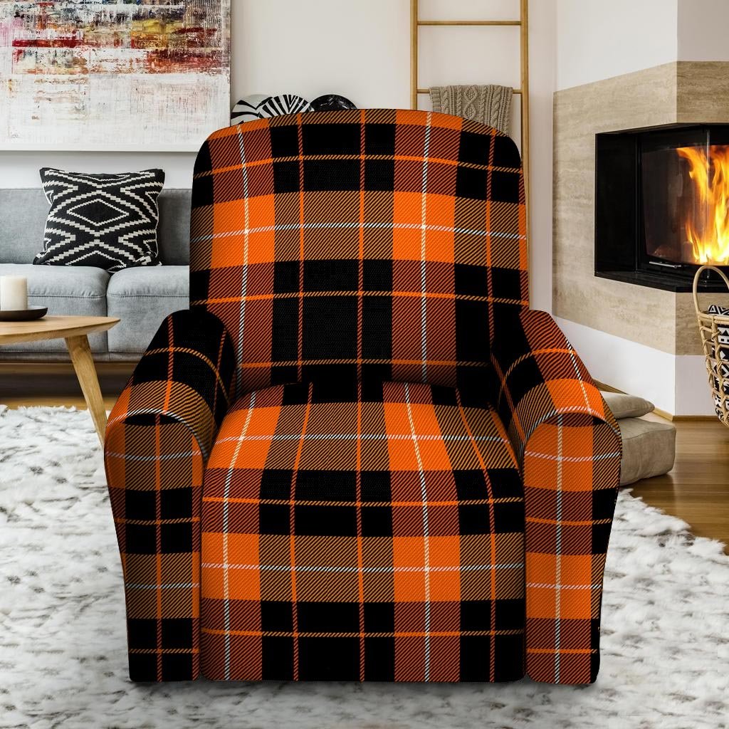 Orange Plaid Tartan Recliner Cover-grizzshop