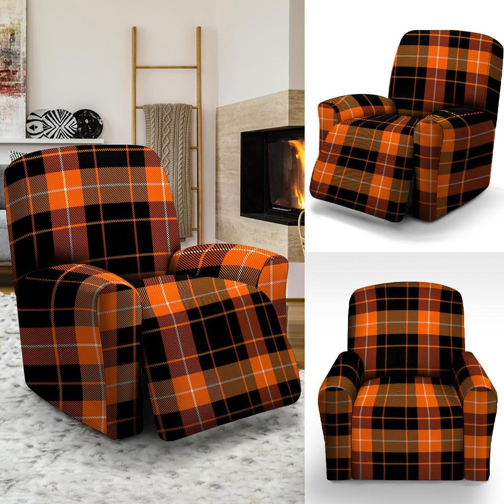 Orange Plaid Tartan Recliner Cover-grizzshop