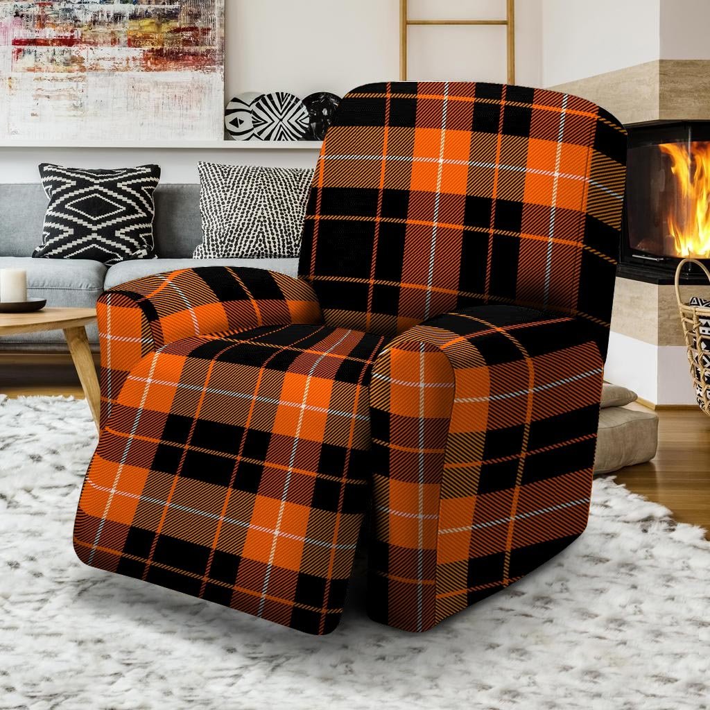 Orange Plaid Tartan Recliner Cover-grizzshop