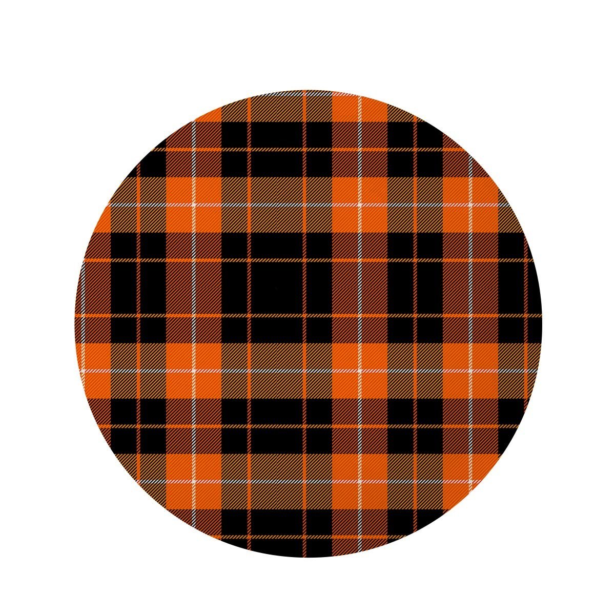 Orange Plaid Tartan Round Rug-grizzshop