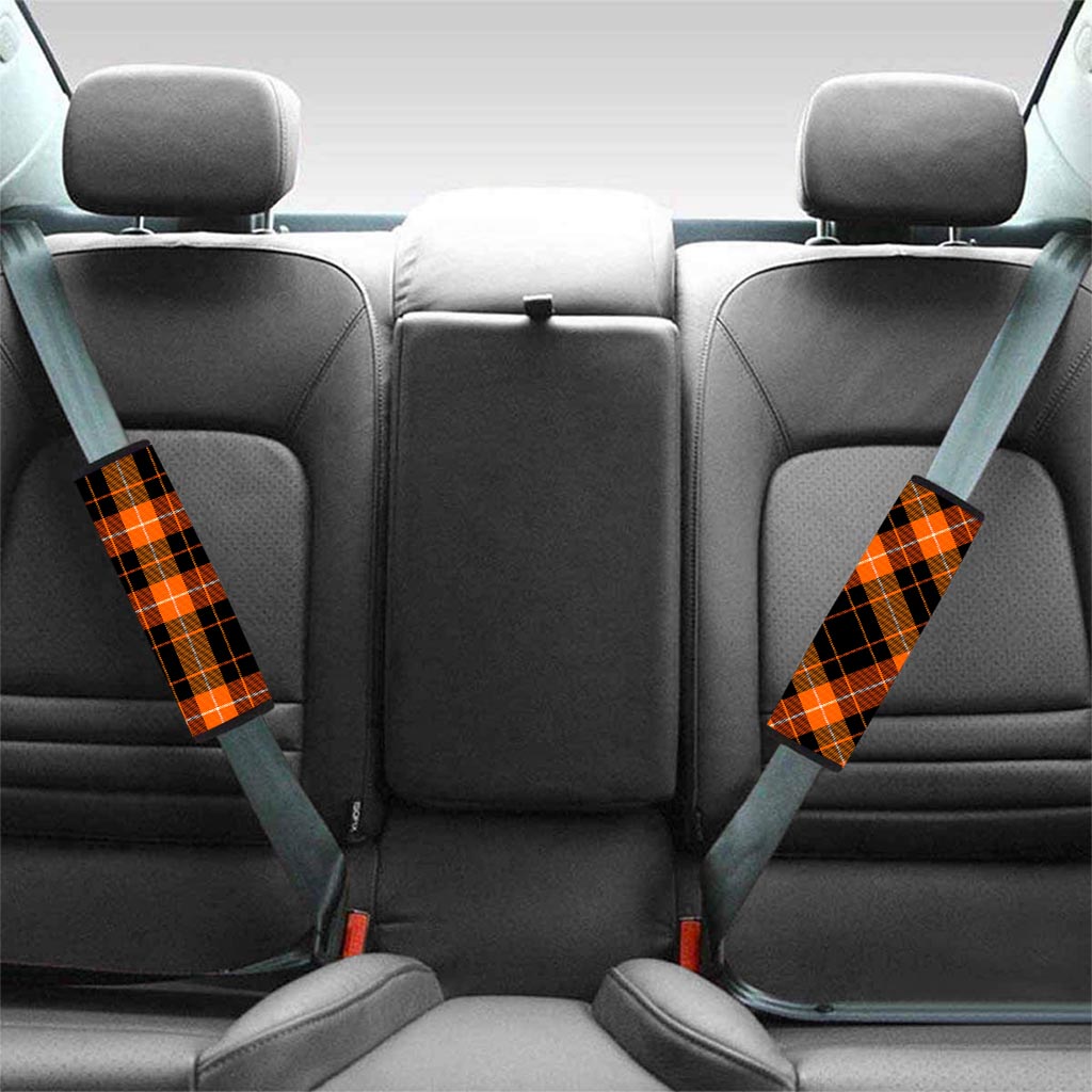 Orange Plaid Tartan Seat Belt Cover-grizzshop