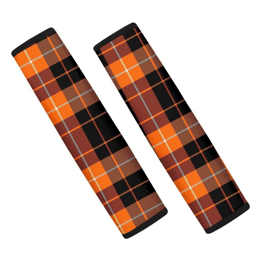 Orange Plaid Tartan Seat Belt Cover-grizzshop