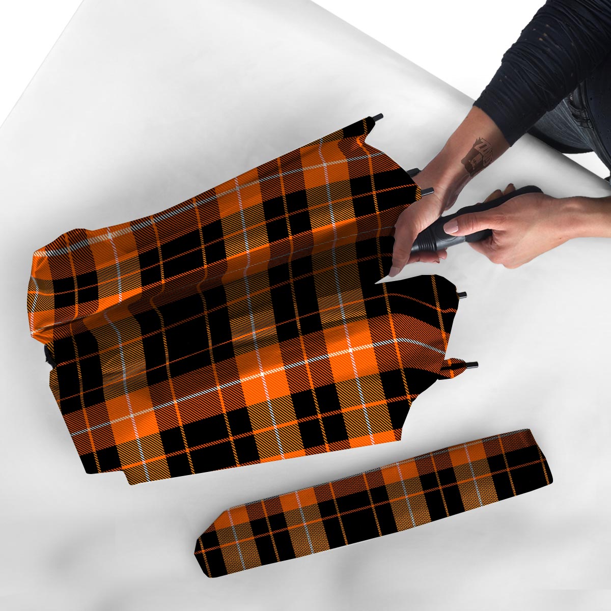 Orange Plaid Tartan Umbrella-grizzshop