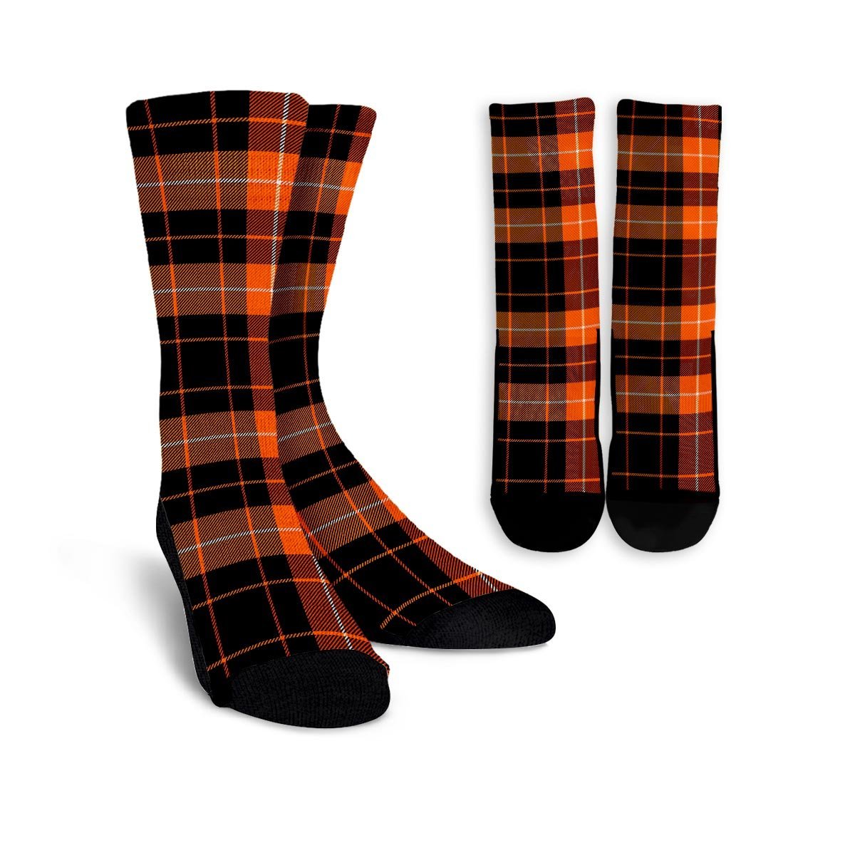 Orange Plaid Tartan Unisex Socks-grizzshop