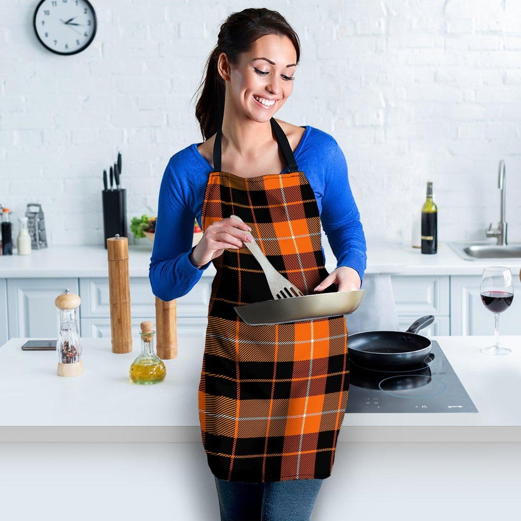 Orange Plaid Tartan Women's Apron-grizzshop