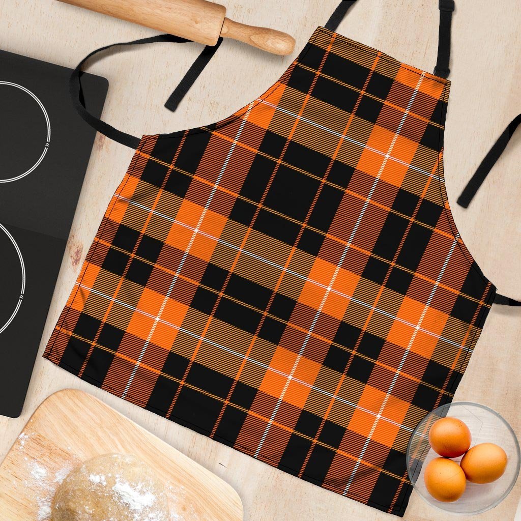 Orange Plaid Tartan Women's Apron-grizzshop