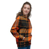 Orange Plaid Tartan Women's Hoodie-grizzshop