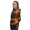 Orange Plaid Tartan Women's Hoodie-grizzshop