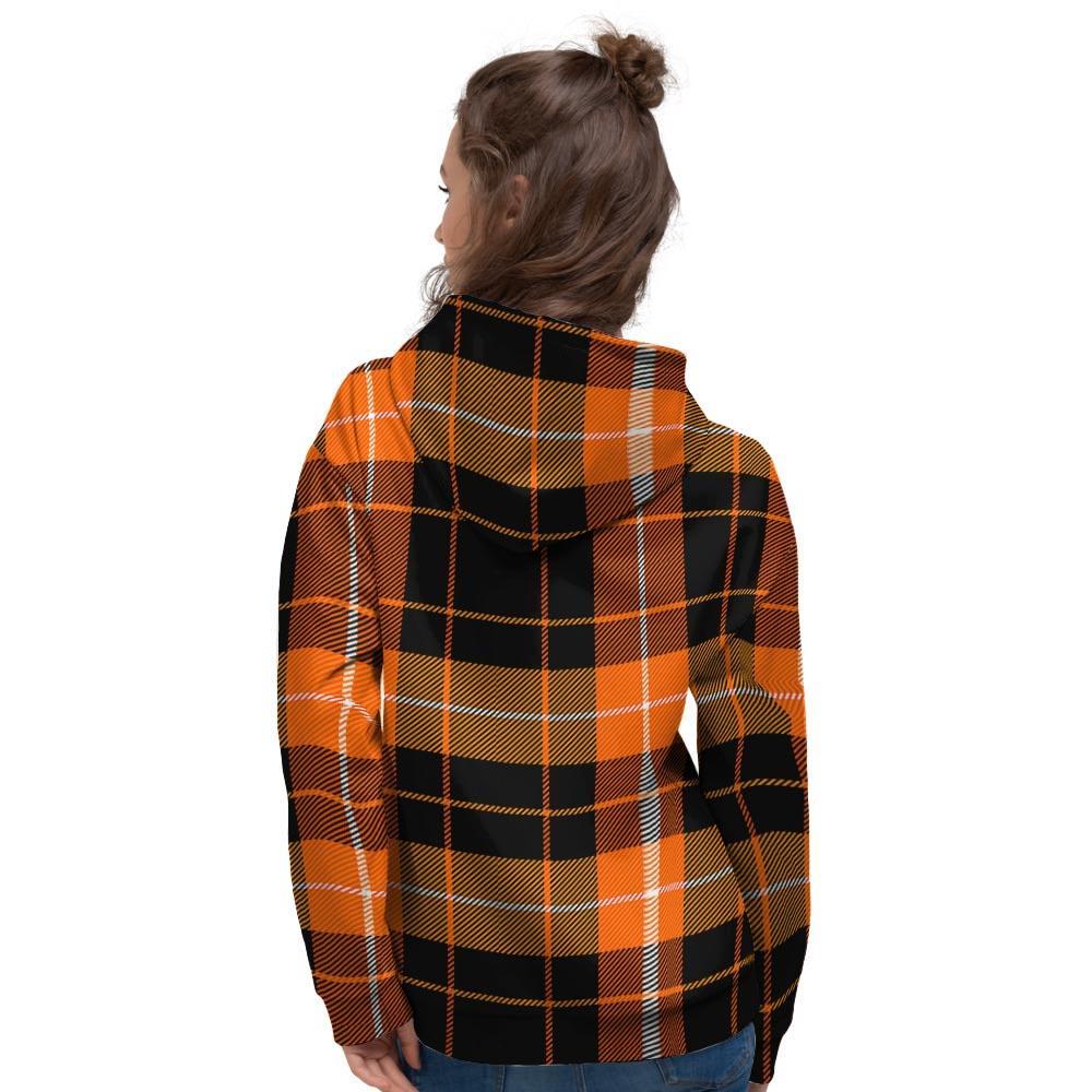 Orange Plaid Tartan Women's Hoodie-grizzshop