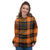 Orange Plaid Tartan Women's Hoodie-grizzshop