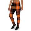 Orange Plaid Tartan Women's Joggers-grizzshop