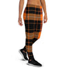 Orange Plaid Tartan Women's Joggers-grizzshop