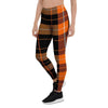 Orange Plaid Tartan Women's Leggings-grizzshop