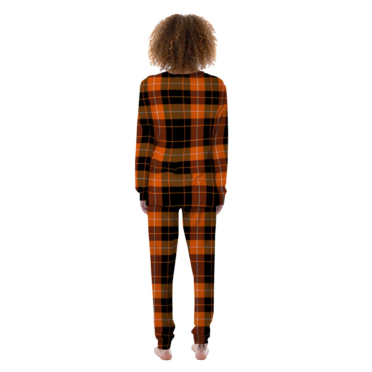 Orange Plaid Tartan Women's Pajamas-grizzshop