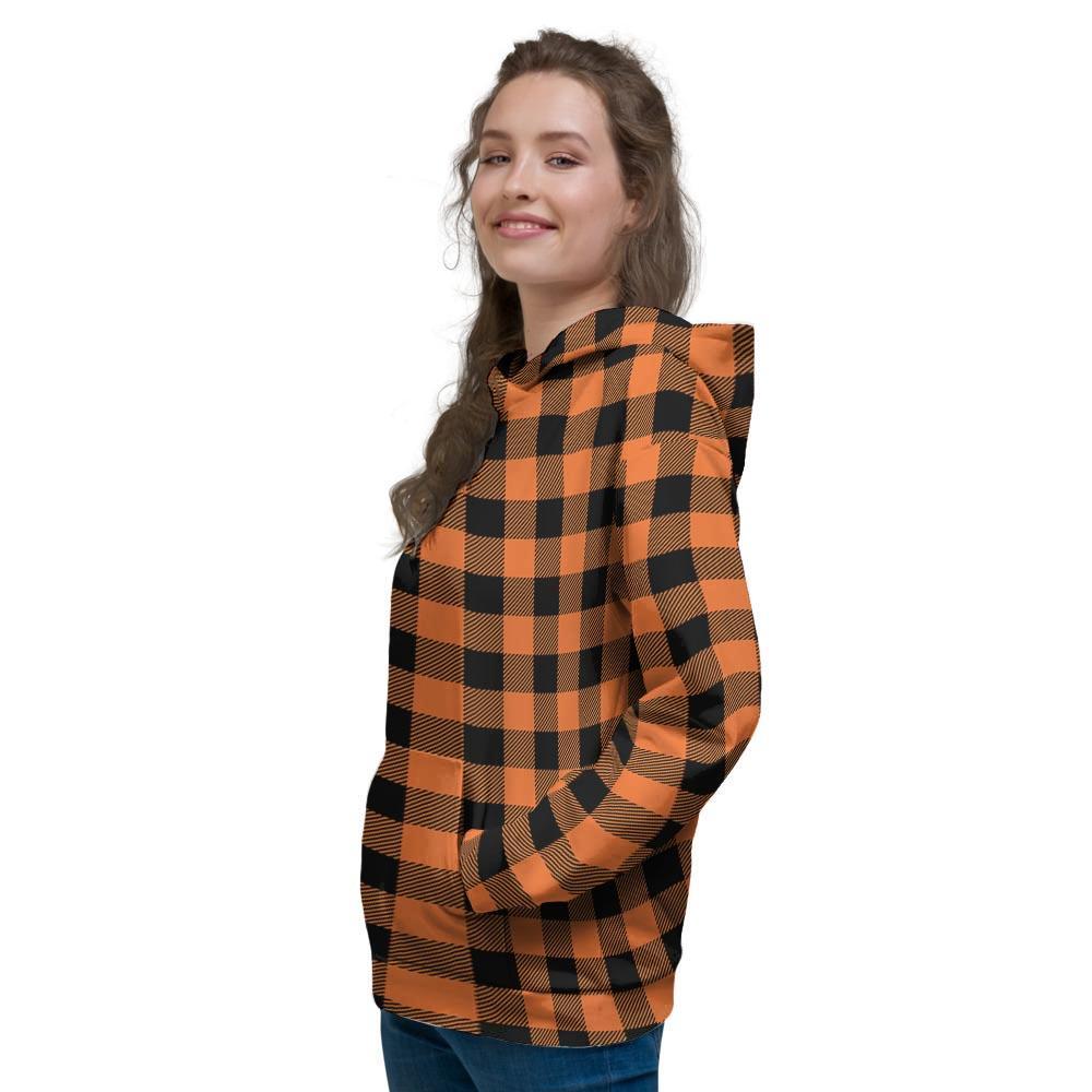 Orange Plaid Women's Hoodie-grizzshop