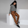 Orange Plaid Women's Joggers-grizzshop