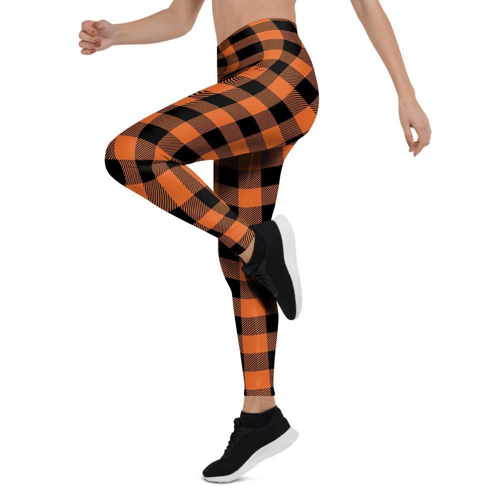 Orange Plaid Women's Leggings-grizzshop