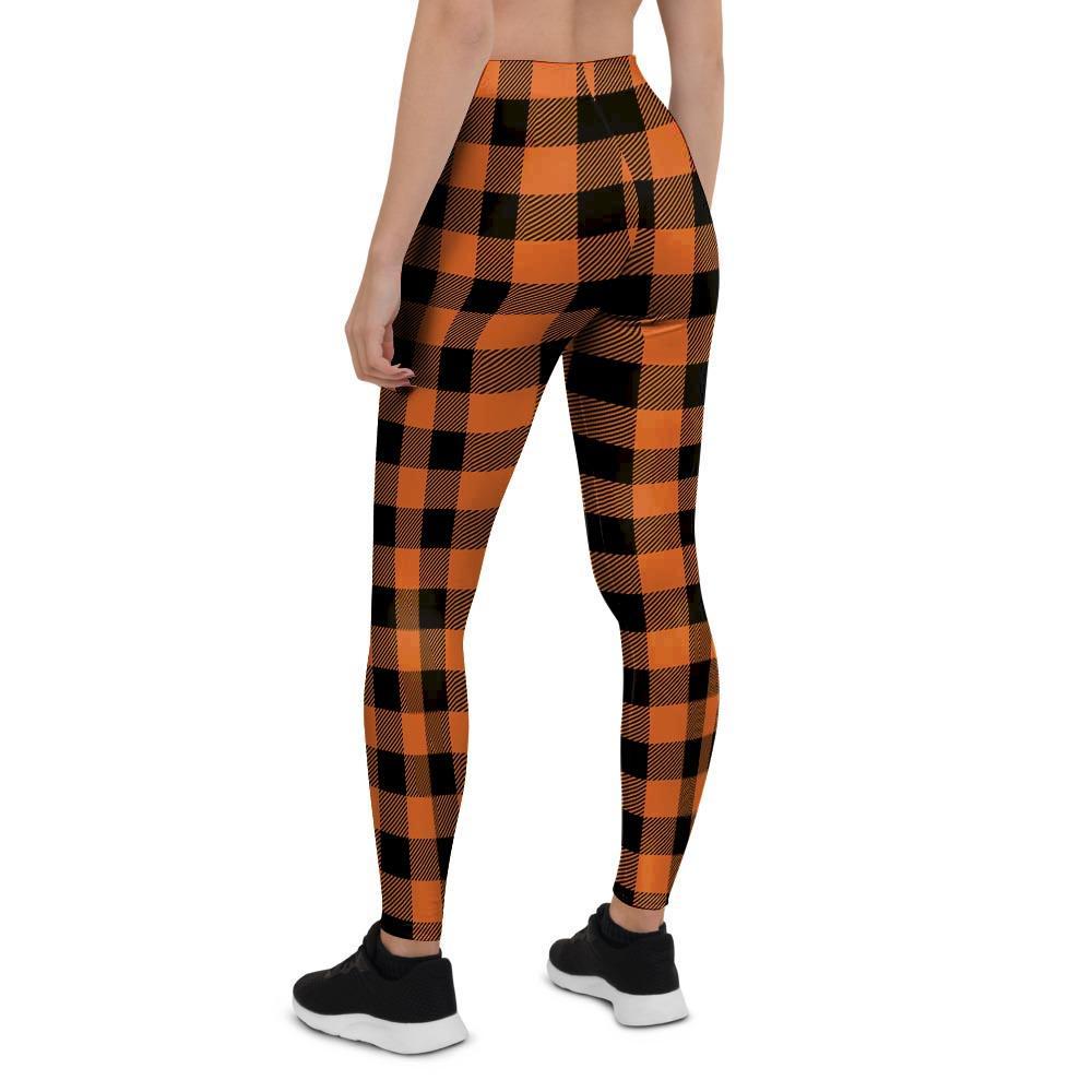 Orange Plaid Women's Leggings-grizzshop