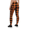 Orange Plaid Women's Leggings-grizzshop