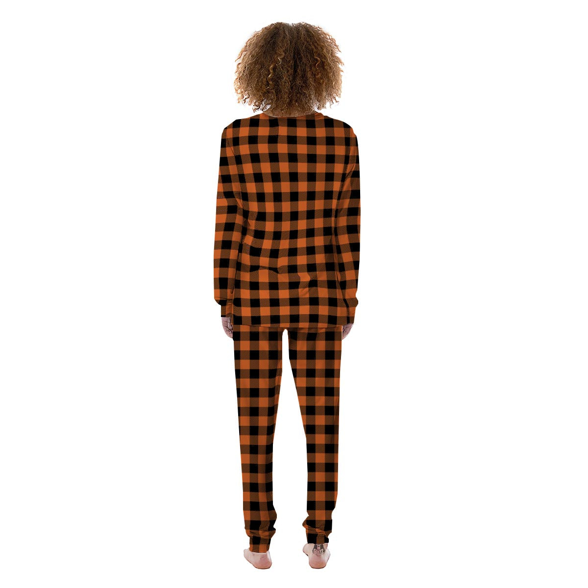 Orange Plaid Women's Pajamas-grizzshop