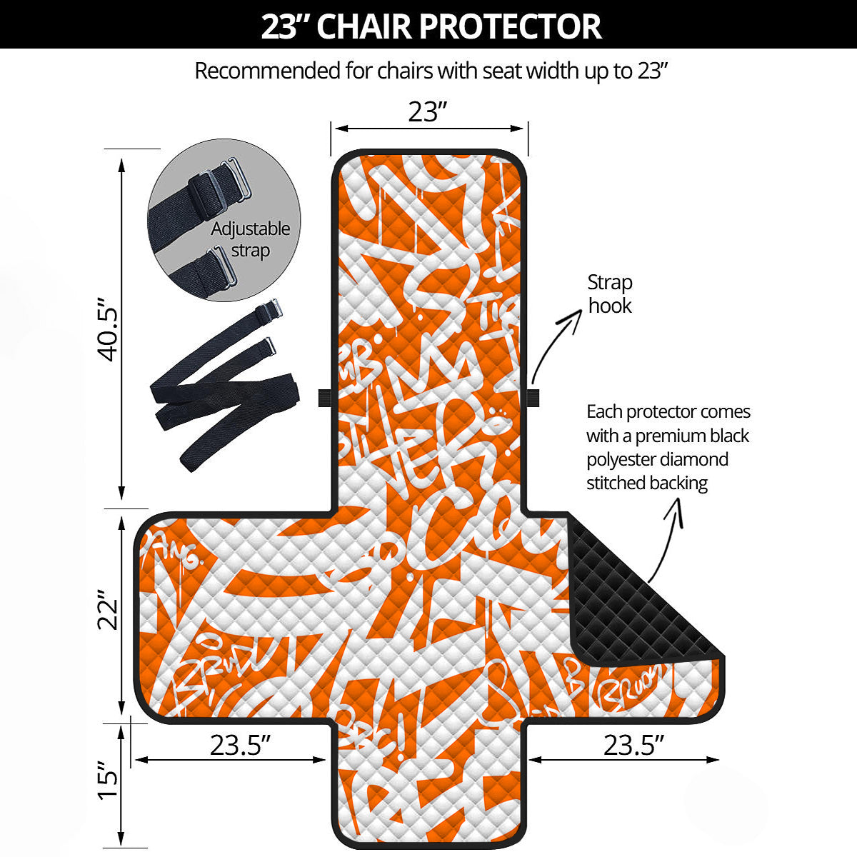 Orange Urban Graffiti Text Print Pattern Armchair Protector-grizzshop