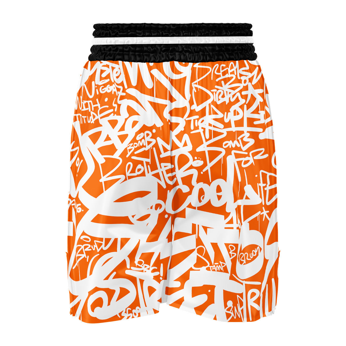Orange Urban Graffiti Text Print Pattern Boxing Shorts-grizzshop