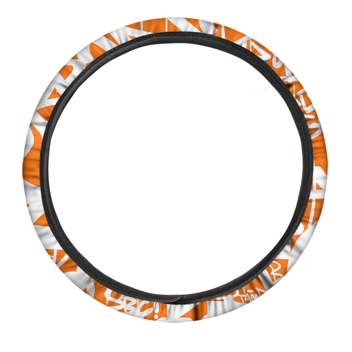 Orange Urban Graffiti Text Print Pattern Car Steering Wheel Cover-grizzshop