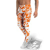 Orange Urban Graffiti Text Print Pattern Men's Leggings-grizzshop