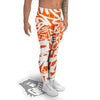 Orange Urban Graffiti Text Print Pattern Men's Leggings-grizzshop