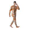 Orange Urban Graffiti Text Print Pattern Men's Pajamas-grizzshop