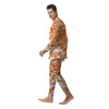 Orange Urban Graffiti Text Print Pattern Men's Pajamas-grizzshop