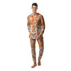 Orange Urban Graffiti Text Print Pattern Men's Pajamas-grizzshop