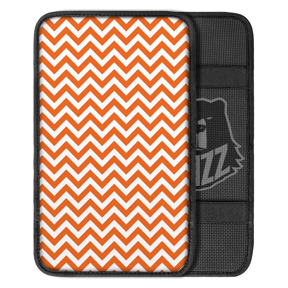 Orange Zigzag Print Pattern Car Center Console Cover-grizzshop